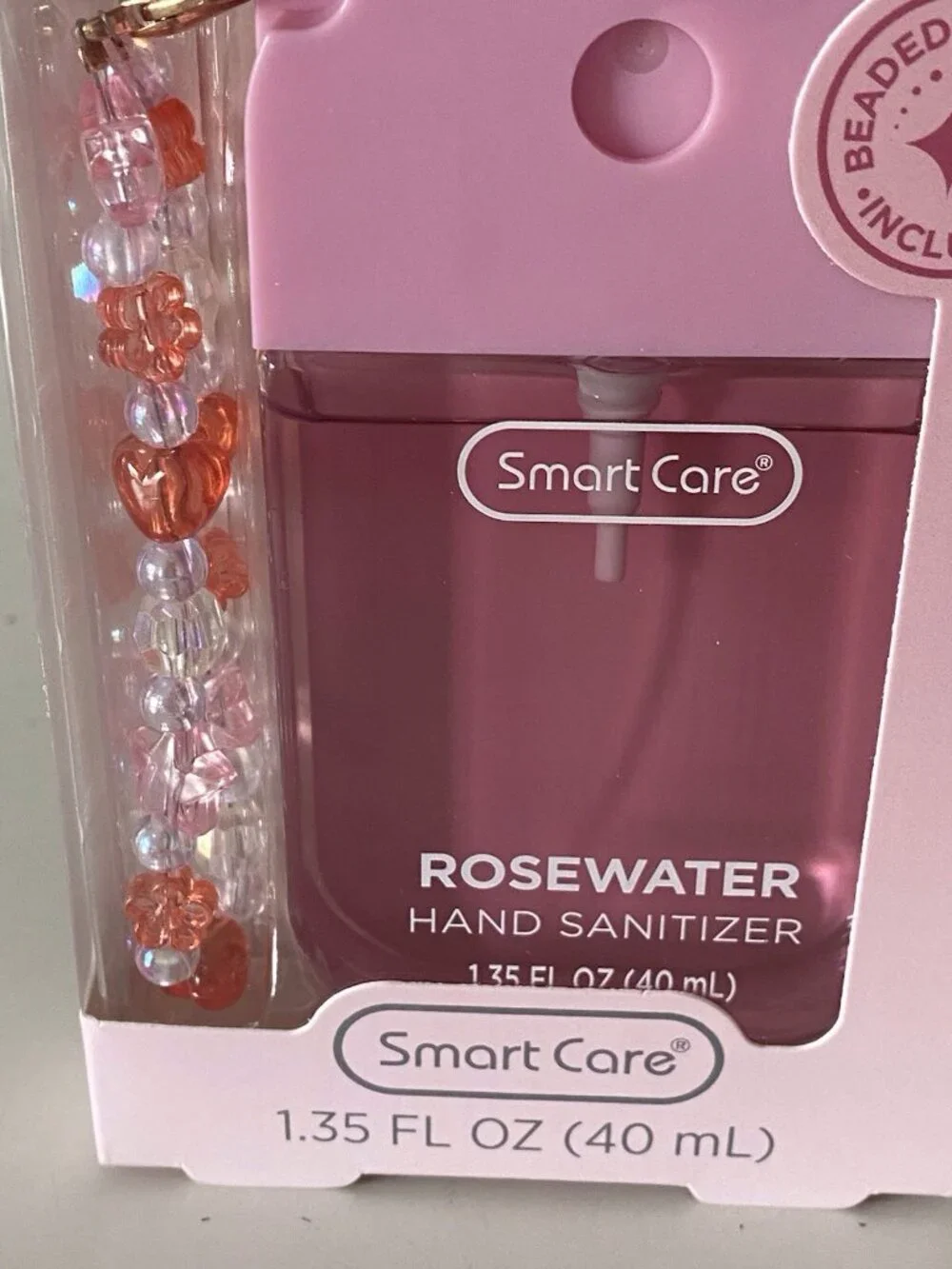 Smart Care Scented Hand Sanitizer Spray 1.35 Oz Rose Water W/ Beaded Wristlet